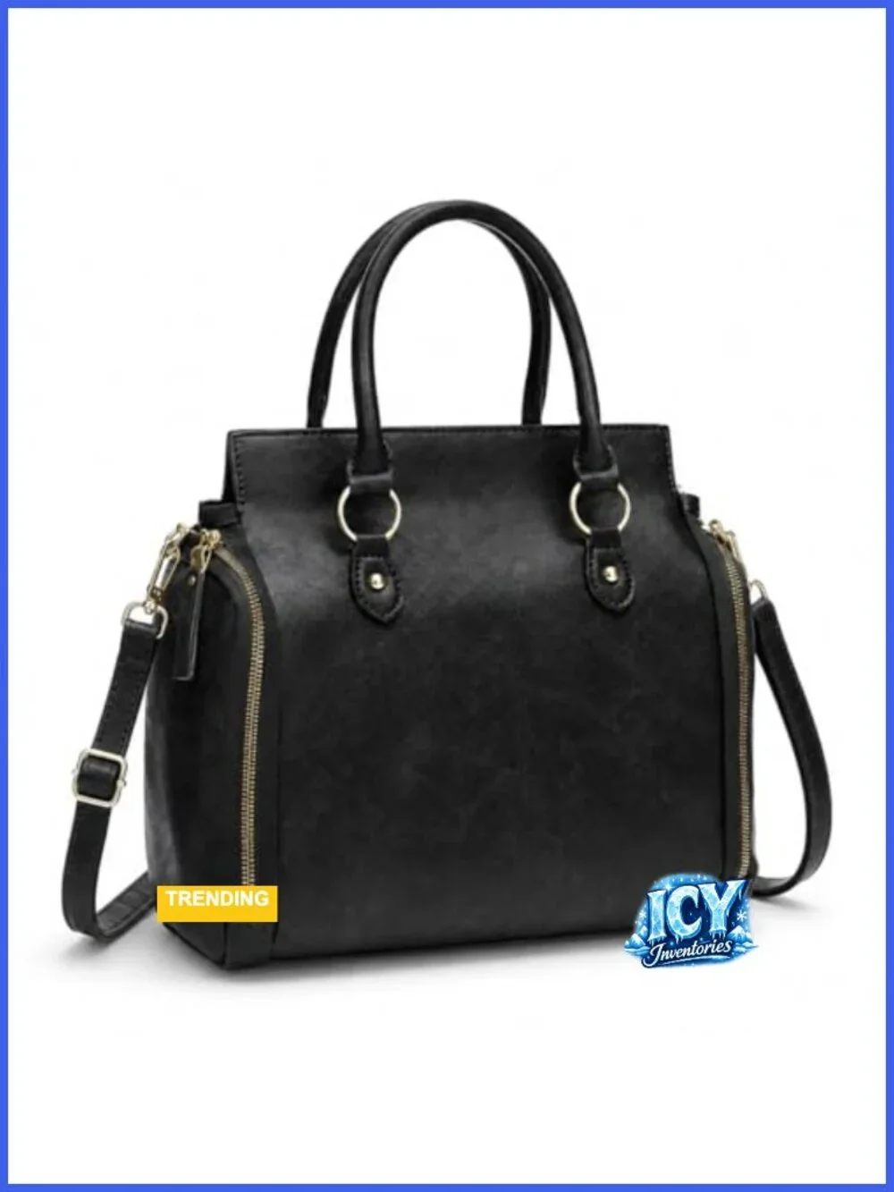Women's PU Leather Tote Bag with Removable Crossbody Strap, Medium Satchel